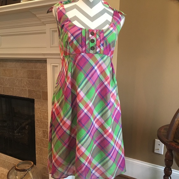 Lilly Pulitzer Dresses & Skirts - Lilly Pulitzer Plaid Shoulder Tie Dress